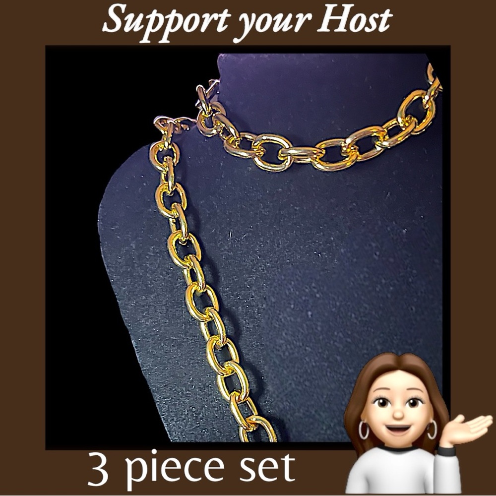 Host support! 3 piece set lightweight gold tone necklace, bracelet and earrings - Picture 4 of 7